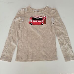 LONDON DOUBLE DECKER RED CITY BUS GYMBOREE TAN LONG SLEEVE SHIRT 8 9 10